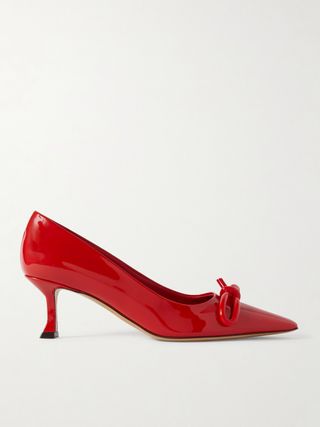 Annie Bow-Embellished Patent-Leather Pumps