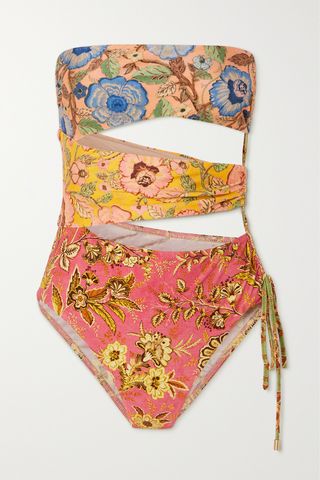 Junie Strapless Cutout Floral-Print Swimsuit