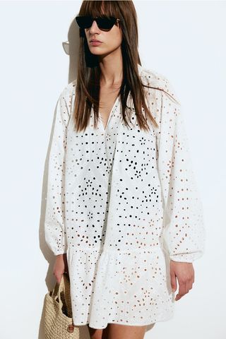 H&M Tunic Dress With Eyelet Embroidery