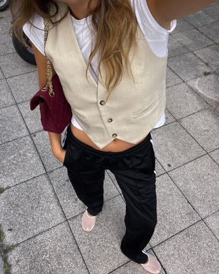 french fashion influencer wearing white mesh flats trend