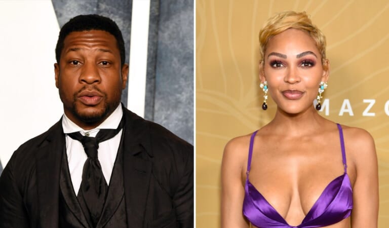 Jonathan Majors Arrives at Court With Meagan Good and a Bible
