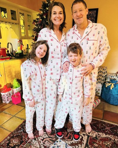 Savannah Guthrie and kids in Christmas pajamas