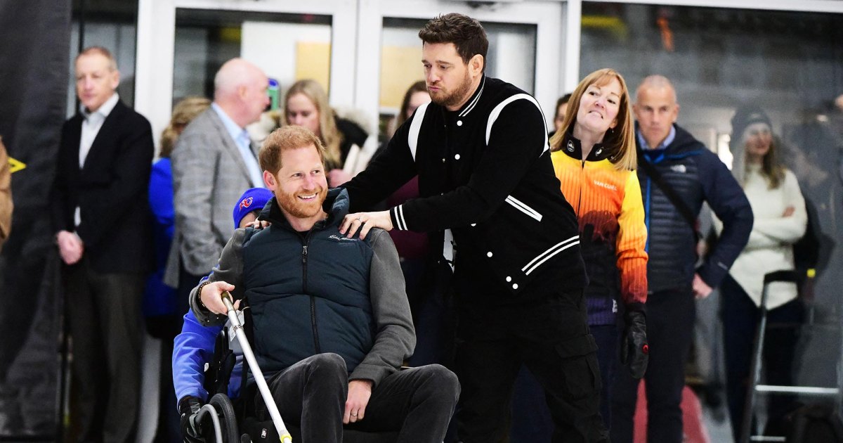 Prince Harry and Michael Buble Try Curling at Invictus Training