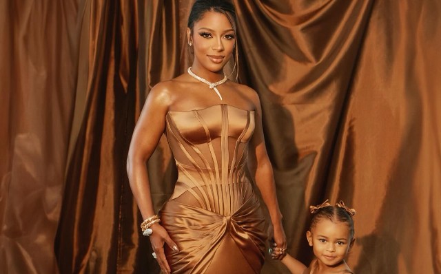 VICTORIA MONET AND DAUGHTER HAZEL WEAR MATCHING DRESSES TO THE GRAMMYS